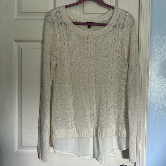 torrid Sweaters - Torrid ivory/white cable knit long sleeve chiffon trim sweater size 1X